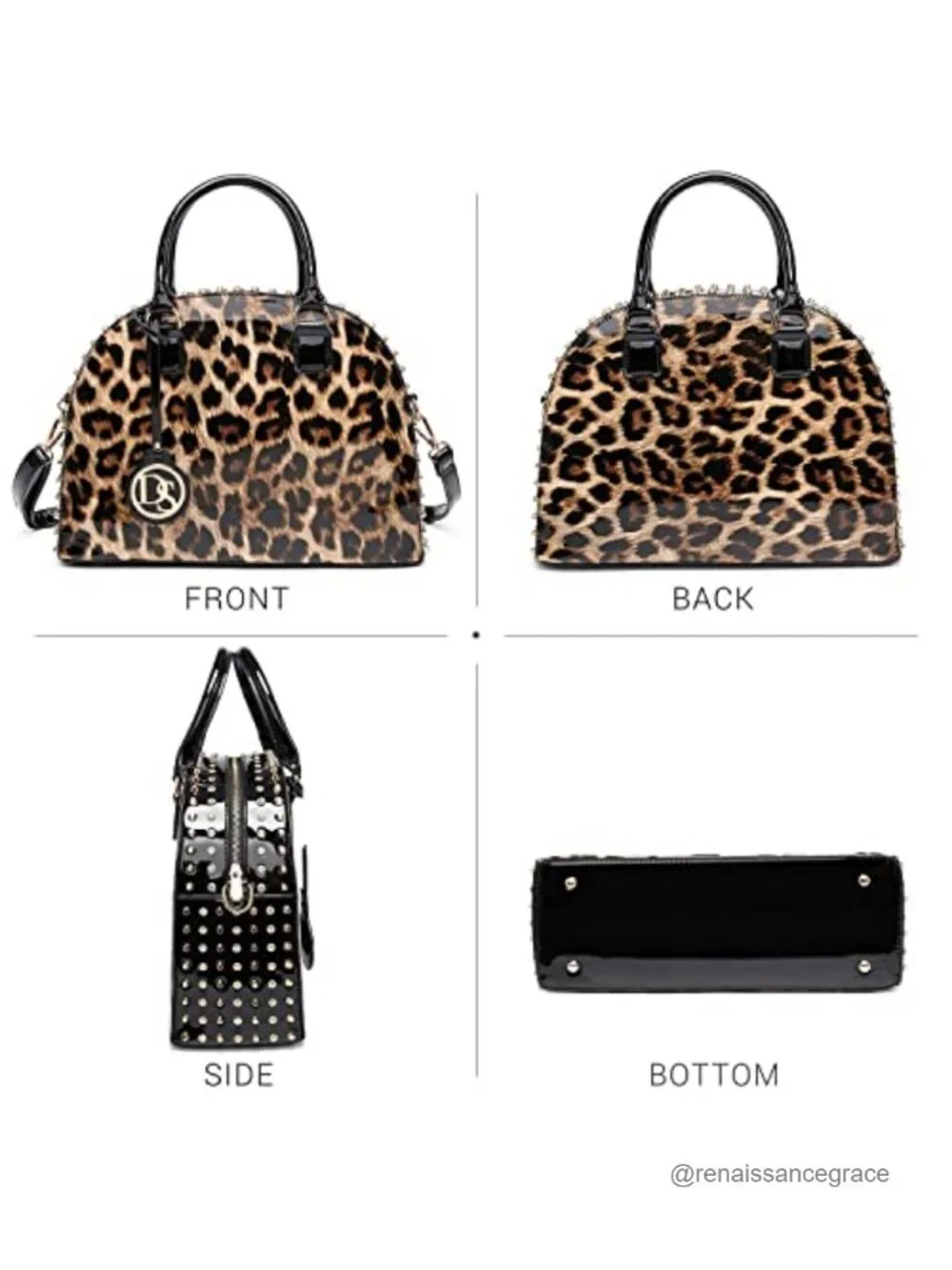 Dasein Faux Patent Leather Dome Satchel Structured Tote with Long Strap